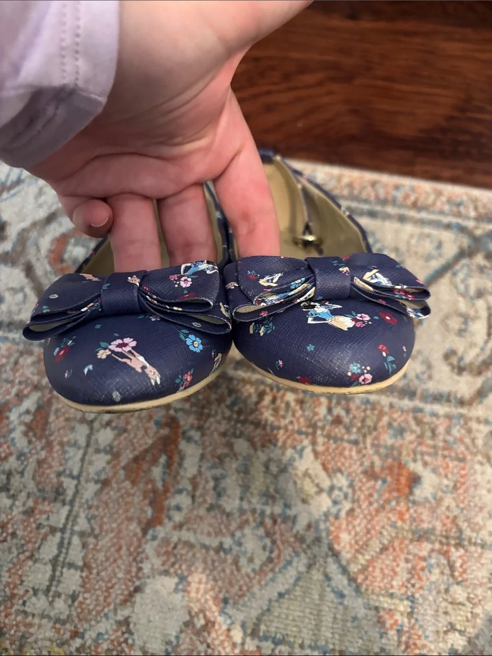 Janie and Jack Navy Floral Bow Girls Ballet Flats